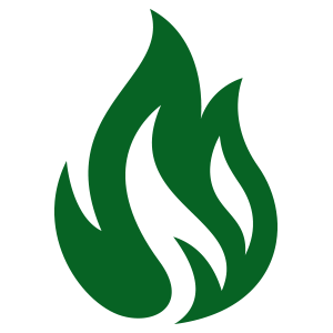 green flame icon representing hot rolled steel