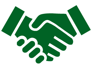 Green handshake icon