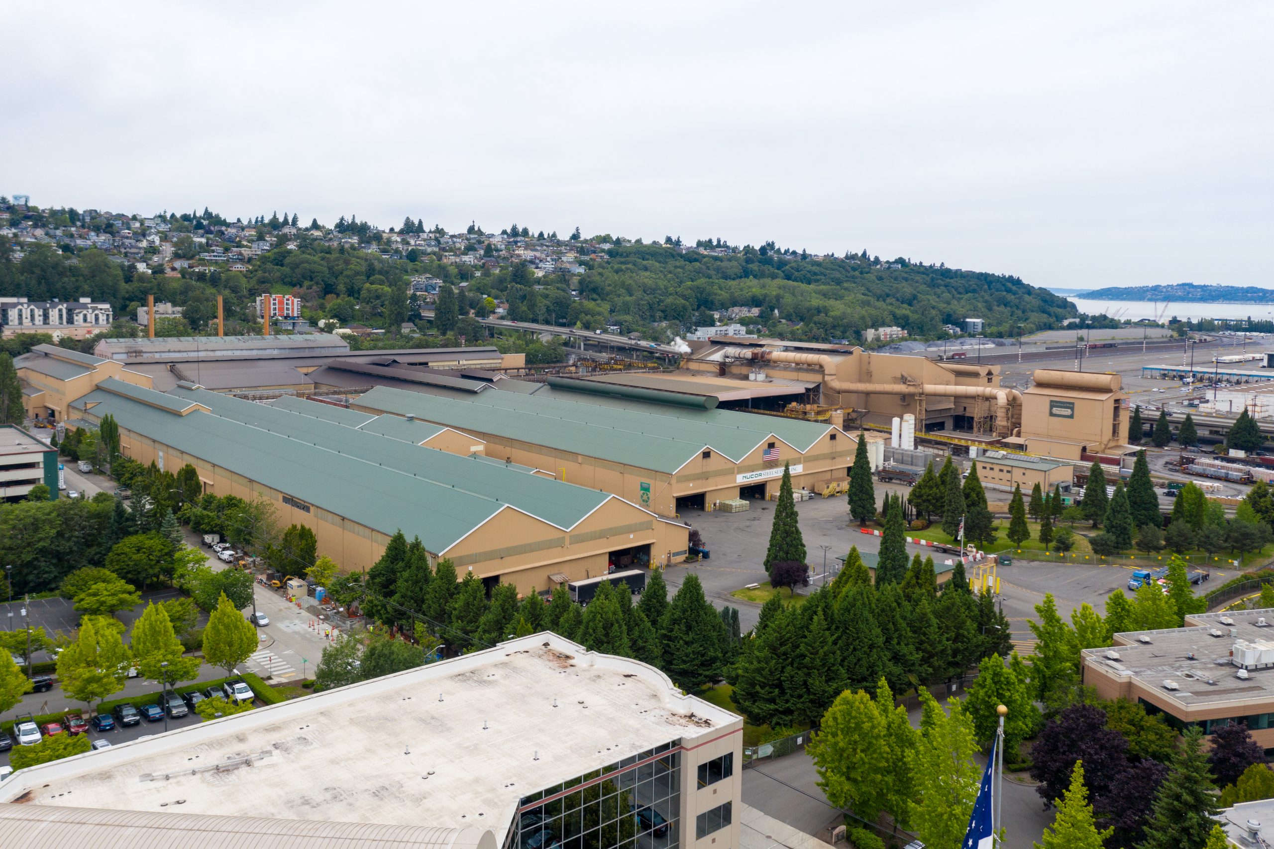 Aerial image of Nucor Steel Seattle located in the heart of the city.