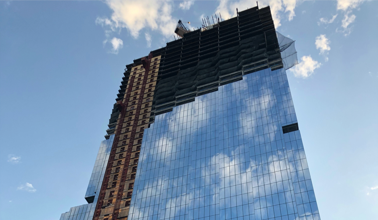 Photo of Bank of America Tower being constructed in Chicago with Nucor Aeos steel