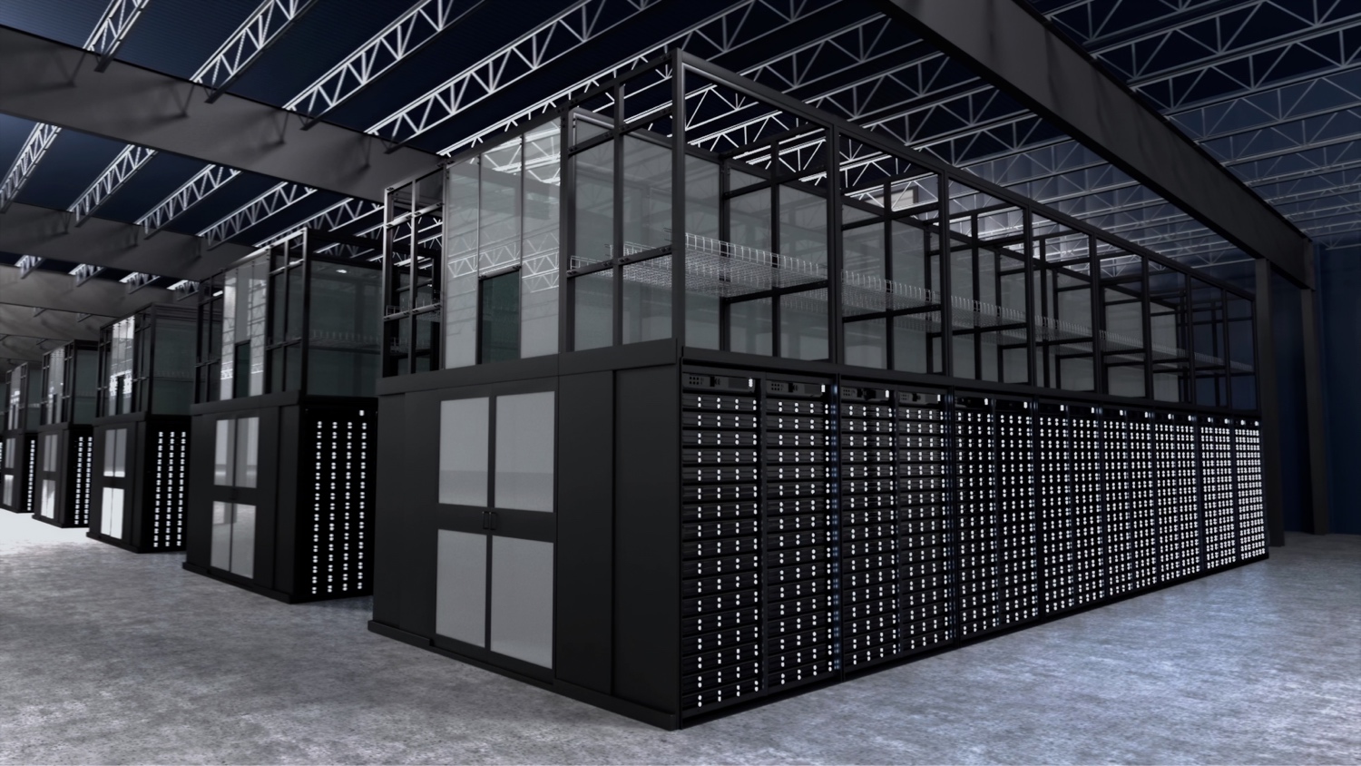 Photo of the inside of a data center