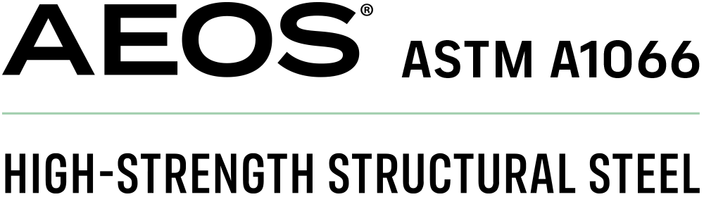 Nucor Aeos ASTM A1066 high-strength structural steel logo