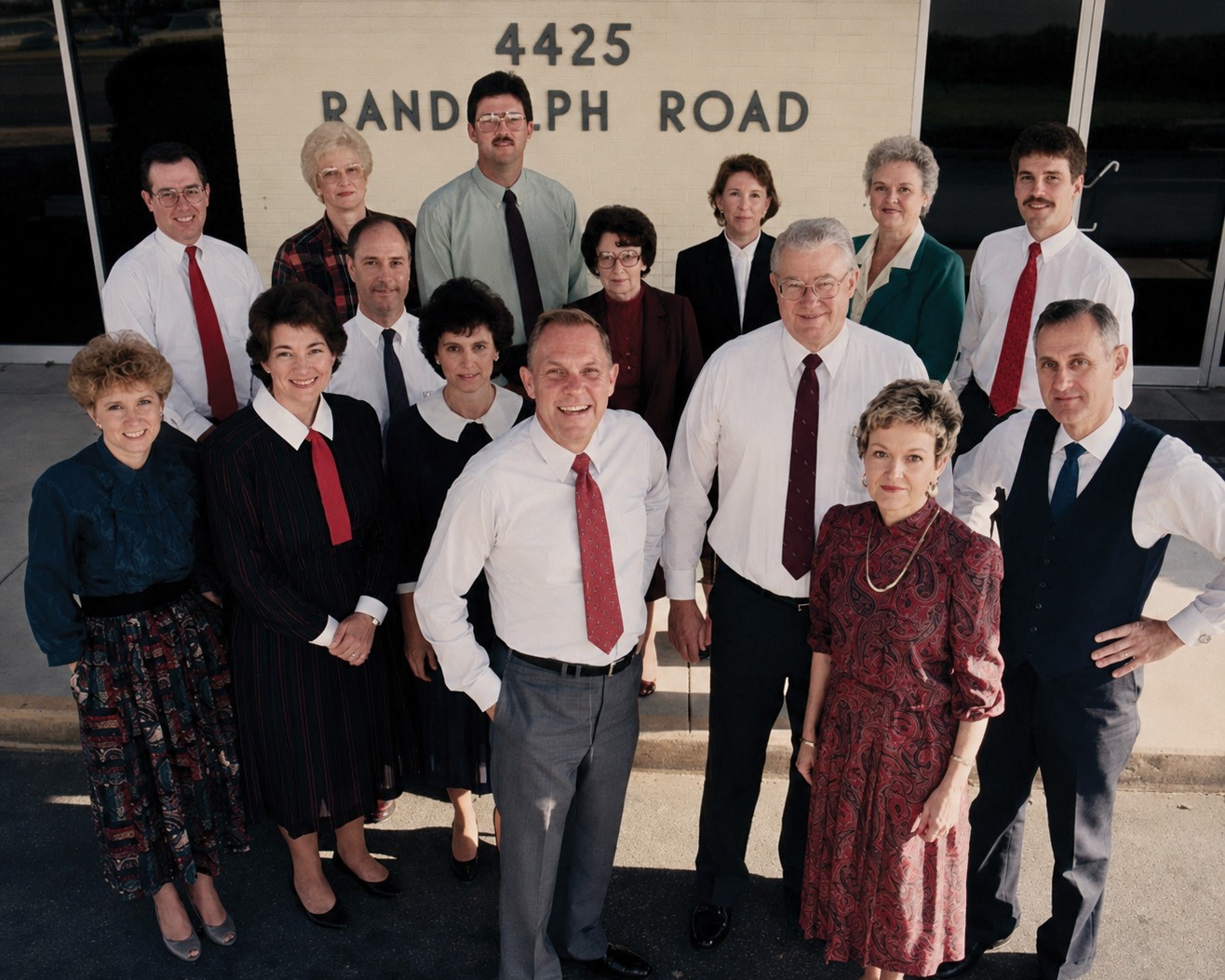 Nucor teammates in front of corporate office in 1980