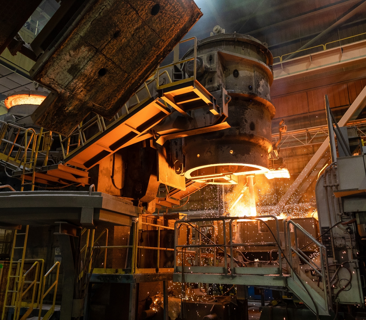 photo of EAF in a Nucor steel mill