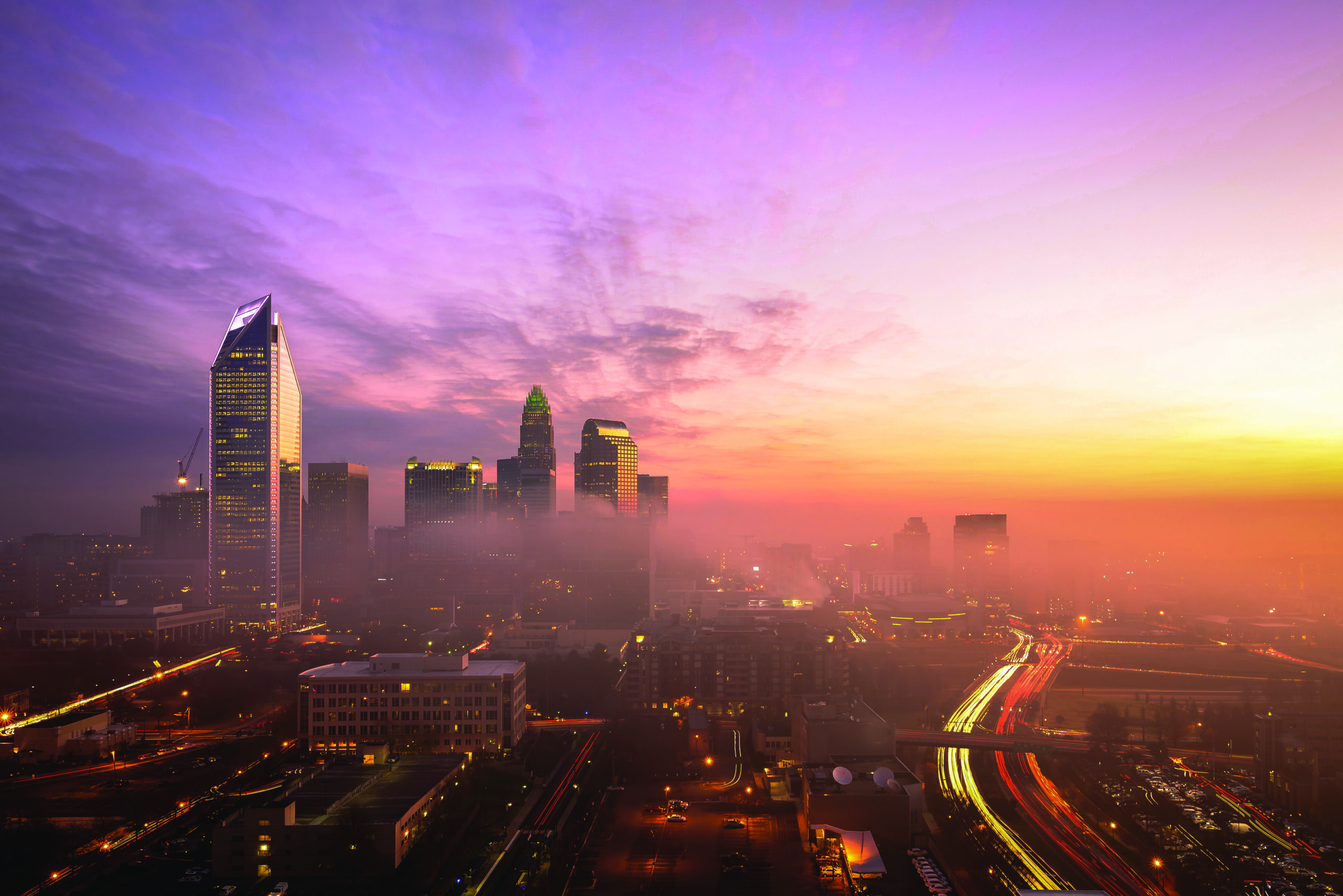 Photo of Charlotte skyline where Nucor is headquartered